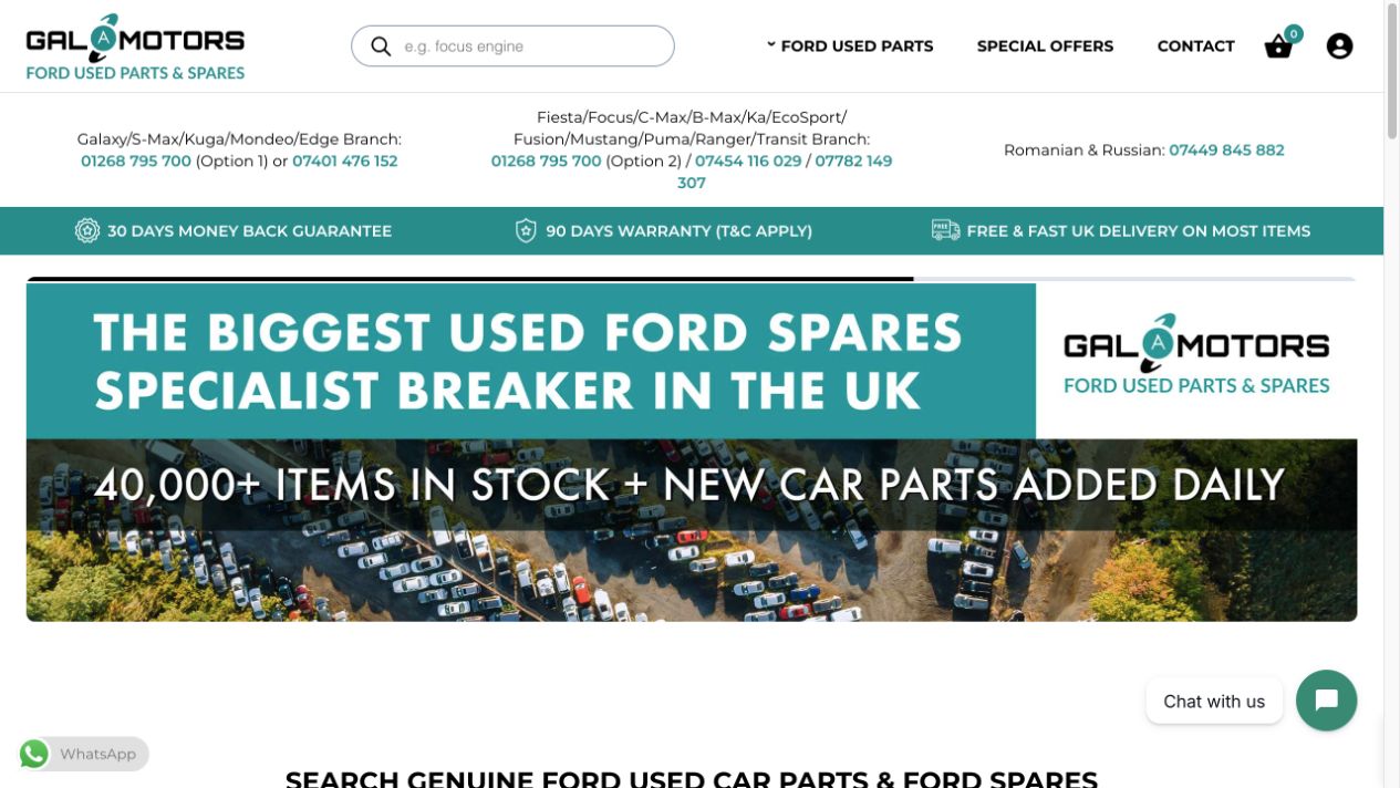 Gala Motors website homepage